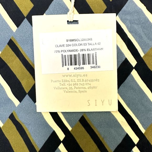 SIYU High Waist Women's Swim Set SZ 8 Clave Stale Blue Geometric Halter Top - Picture 6 of 15